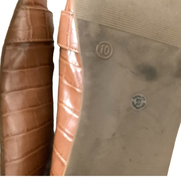 Liz Claiborne Brown Almond Toe Croc Slip On Loafer Shoe Size 10 - Picture 8 of 10